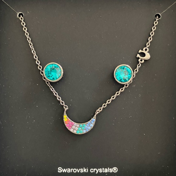 NWT Coach Multi Swarovski Crystal Moon Necklace & Earring Set - Picture 2 of 4